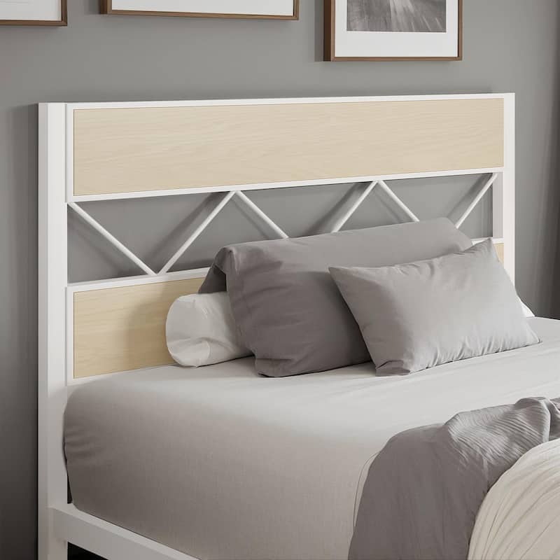 VECELO Retro Platform Bed Frame Wood Headboard, Twin/Full/Queen Size Beds
