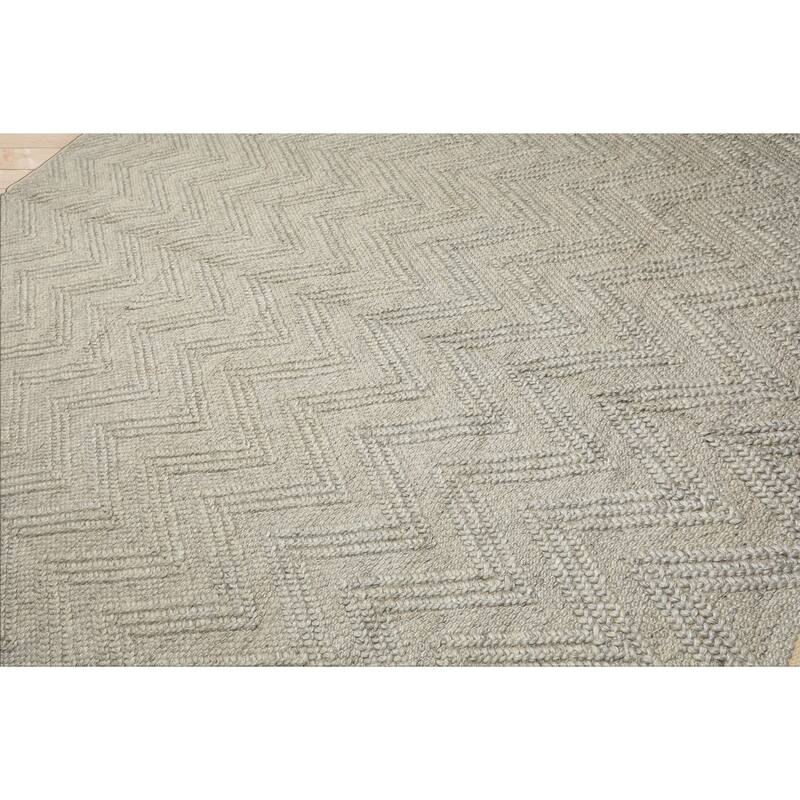 9x12 Tibetano Hand Knotted Flatweave Wool Tone on Tone Silver Contemporary Rug - 9' x 12'