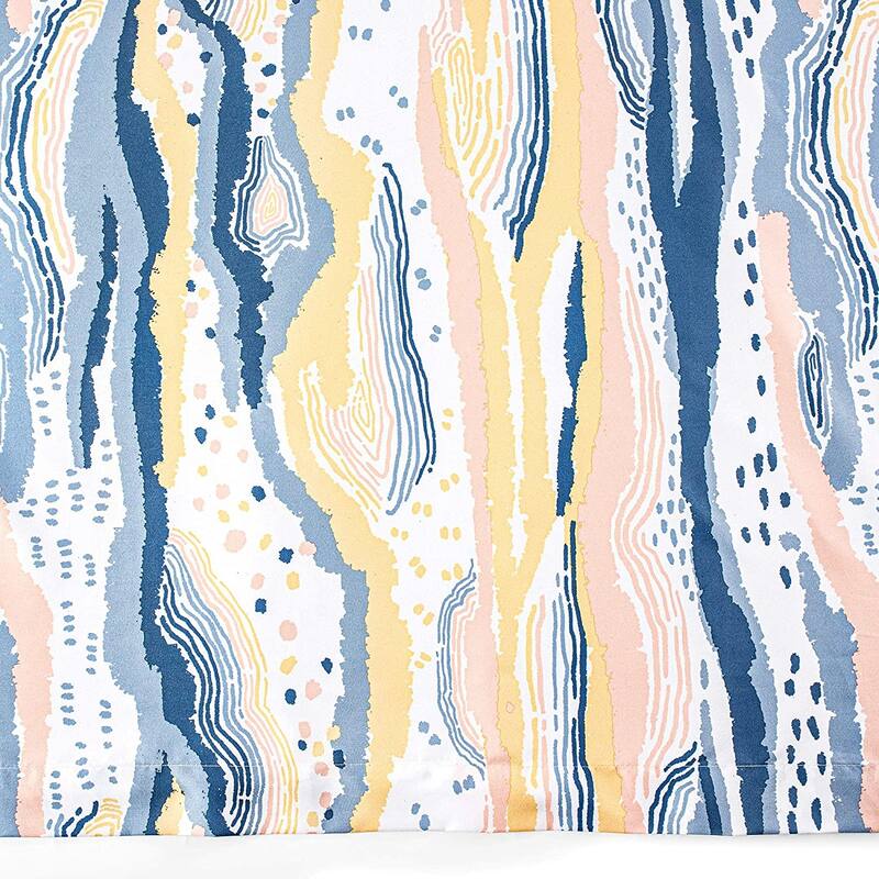 Ink Blue Brush Pattern Blackout Curtain Panel