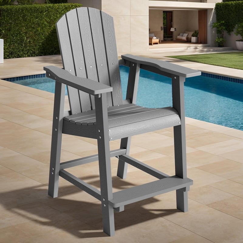 Moasis All Weather HIPS Outdoor Bar Height 49" Tall Adirondack Chair - Grey01
