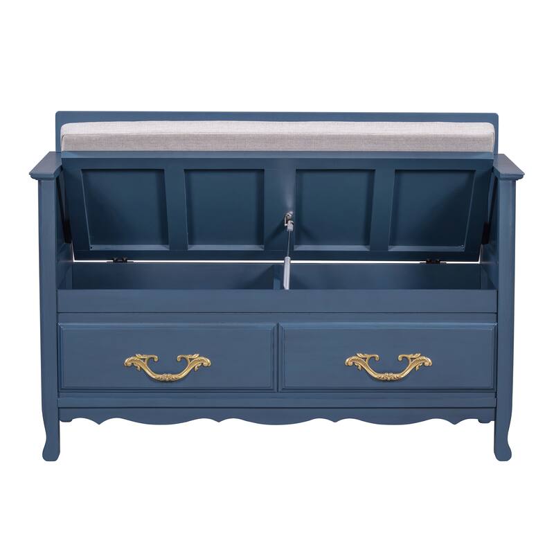 Shoe Bench with Removable Cushion,Hidden Storage and Back