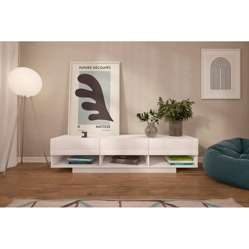 Nexera Stereo 72-inch 3-Drawer TV Stand, Black - White