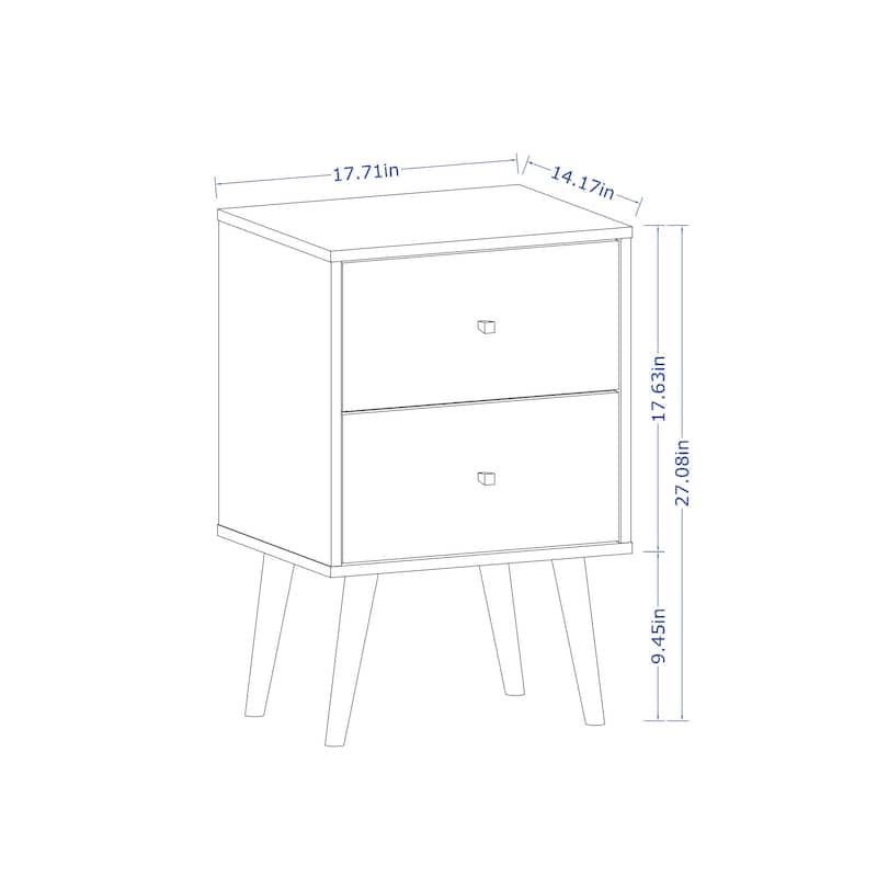 18inch White and Rustic Brown Nightstand with 2 Drawers