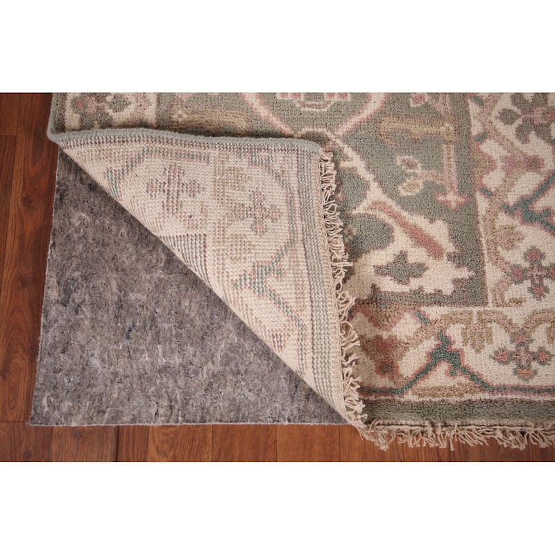 Green Oushak Oriental Runner Rug Handmade Wool Carpet - 2'7"x 9'11"