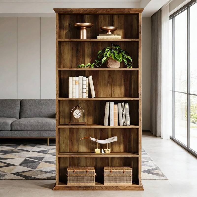 Farmhouse Storage Cabinet with Display Shelves - Spacious Bookshelf