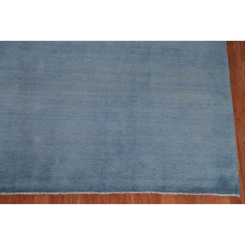 Hand Knotted Oriental 100% Wool Carpet Modern Solid Navy Blue & Blues Gabbeh Area Rug - 11' 7'' X 9' 0''