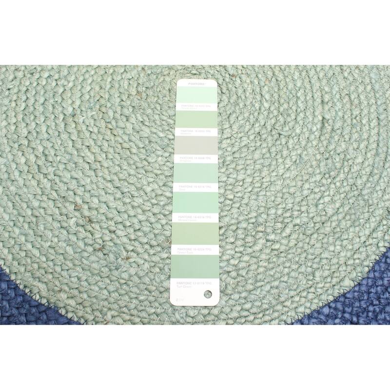 ECARPETGALLERY Braided Weave Palas Denizli Light Green Jute Rug - 3'3 x 3'3