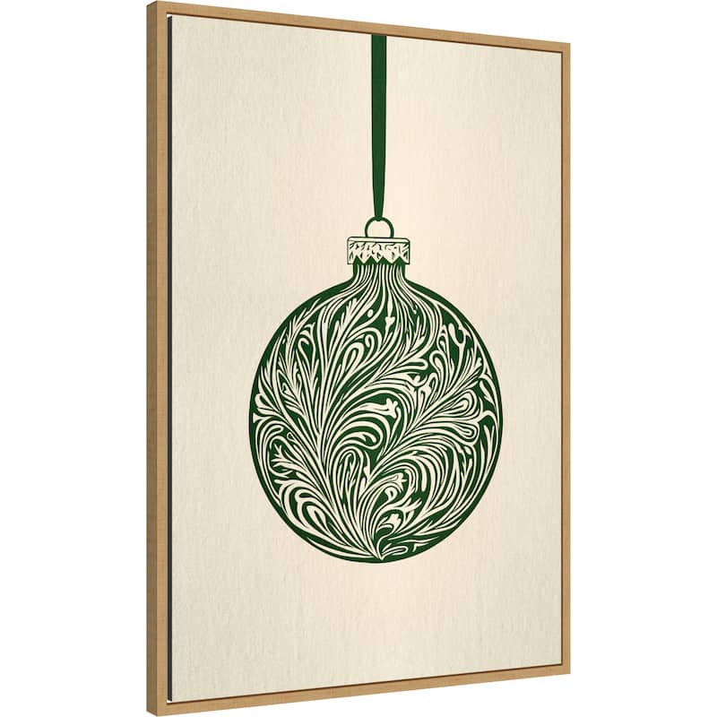 Olive Green Christmas Bauble by Pictufy Studio (23 x 33 in.), Framed Canvas Wall Art Print - Sylvie Natural