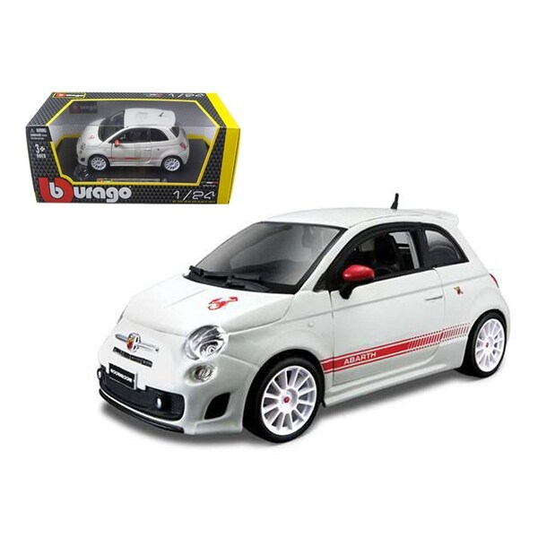 Shop Fiat Abarth 500 Ss Essesse White 1 24 Diecast Car Model By Bburago Overstock 15623073