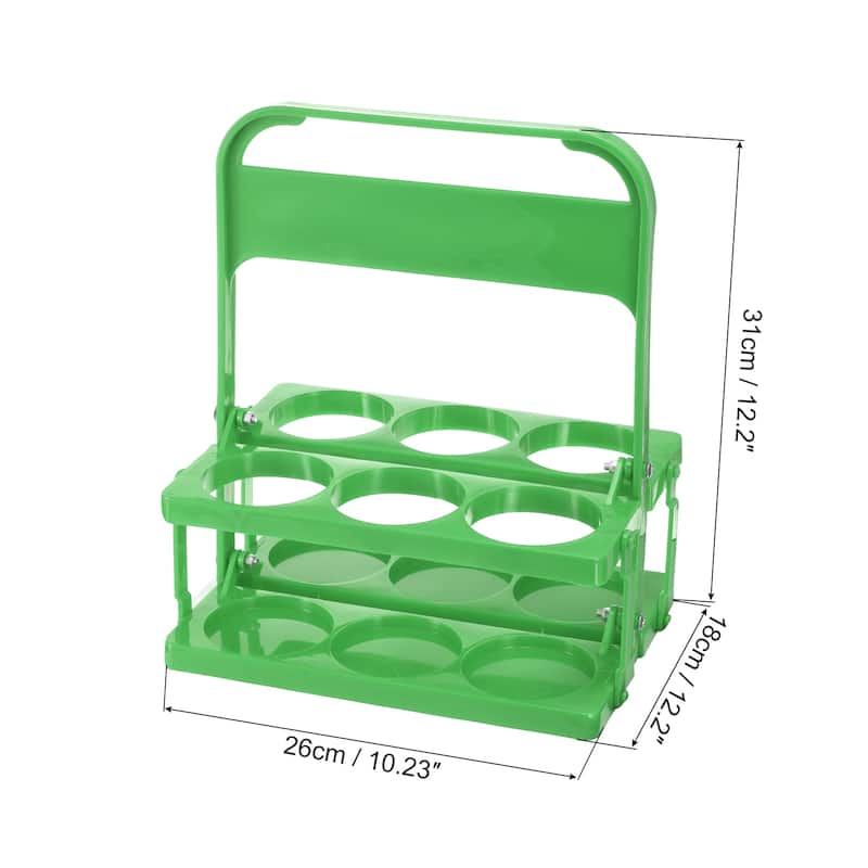 Foldable Plastic Drink Carrier with Handle, Beverage Delivery Holder - Green - 1pcs