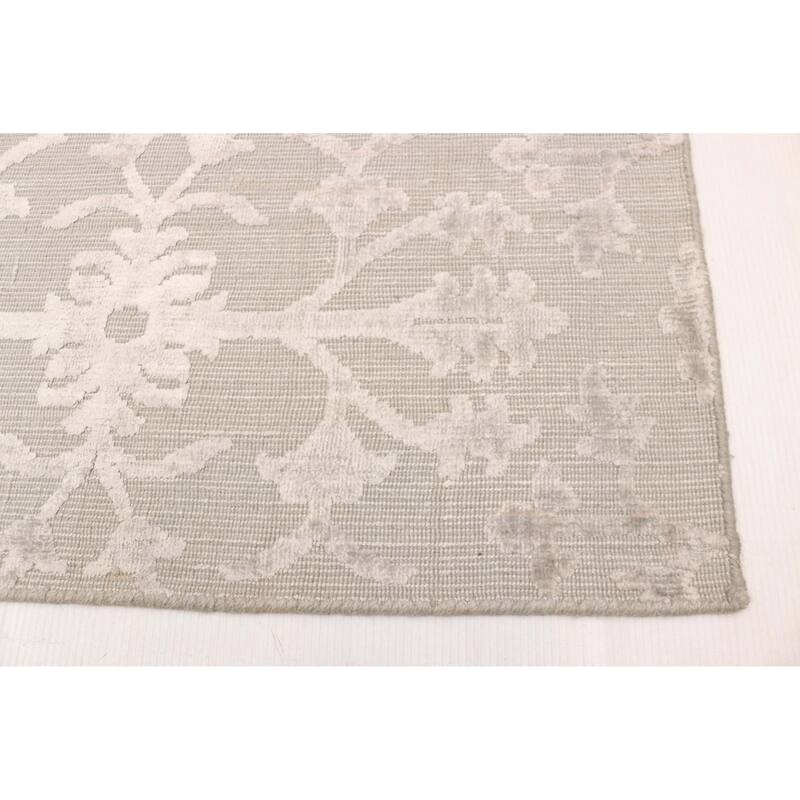 ECARPETGALLERY Hand Loomed Elysian Light Khaki Viscose, Wool Rug - 5'7 x 8'3