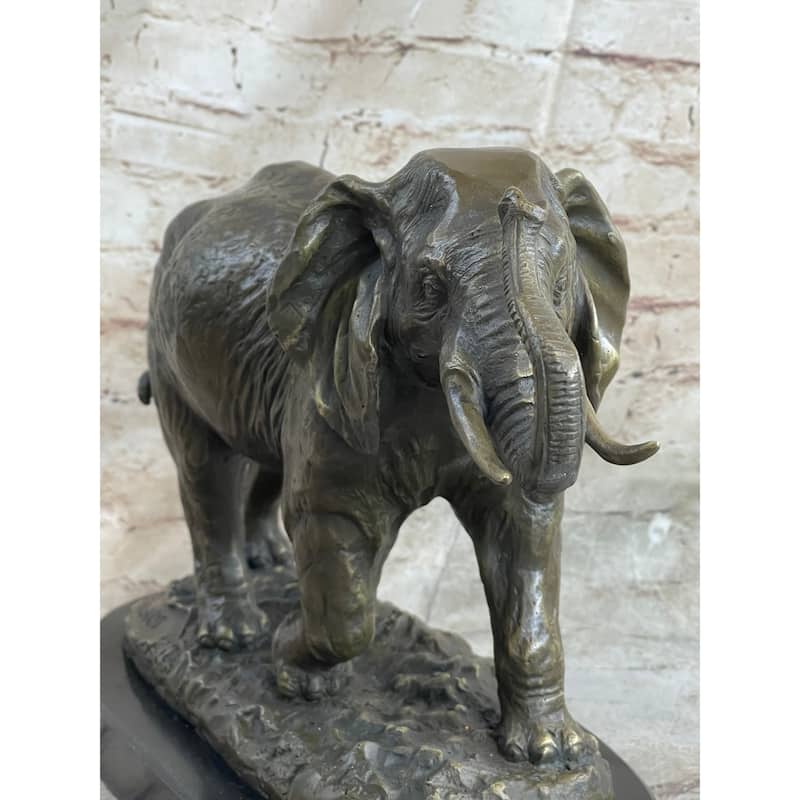Cast Bronze Marble Sculpture Imitative Elephant Safari Statue Art Figure Figurine Animal