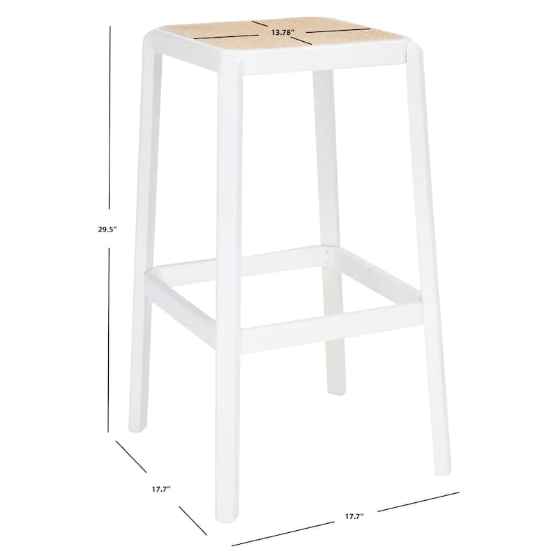 SAFAVIEH Fleta Backless Cane Bar Stool - 18" W x 18" D x 30" H - 18Wx18Dx30H