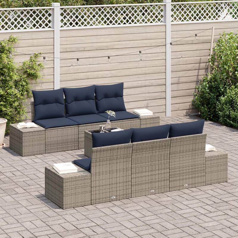 vidaXL 7 Piece Garden Sofa Set with Cushions - 94.1×24.4×27.2