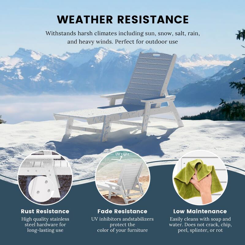 Laguna Hdpe All Weather Outdoor Patio Pool Reclining Chaise Lounge