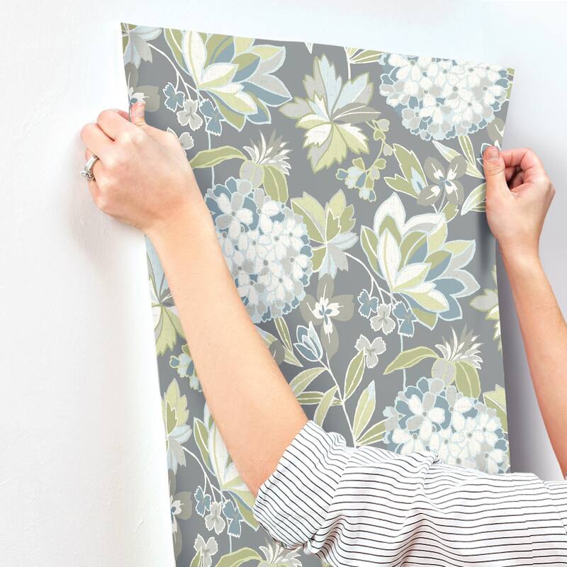 A-Street Prints Valdivian Aqua Floral Wallpaper