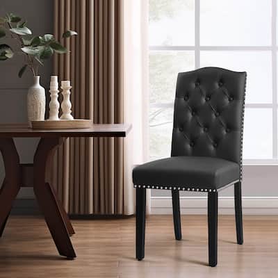 Subrtex (Set of 2) Leather Dining Chair with Riveted Button Decoration