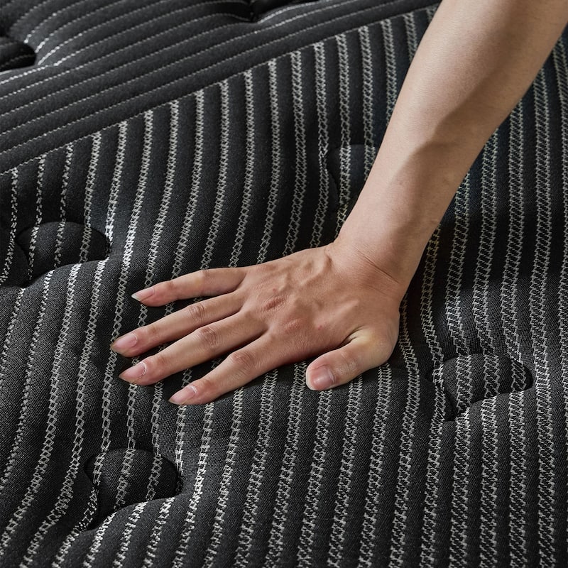 Modern Medium Firm Gel Memory Foam Hybrid Breathable Knitted Cover 14 in. Mattress - Black - Queen