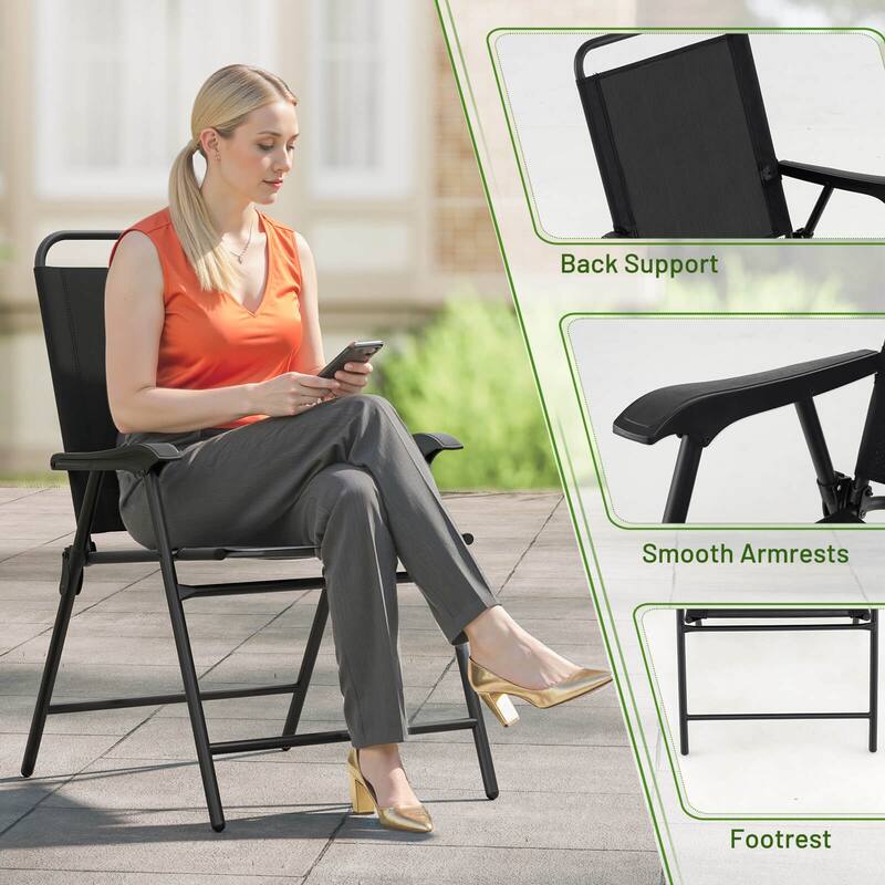 Costway Set of 4 Outdoor Folding Dining Chairs with Armrests - See Details