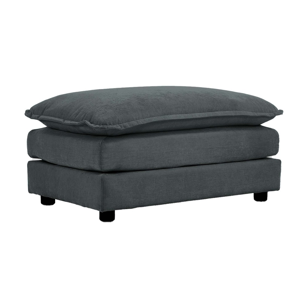GDFStudio - Nesta Chenille Ottoman with Solid Wood Legs