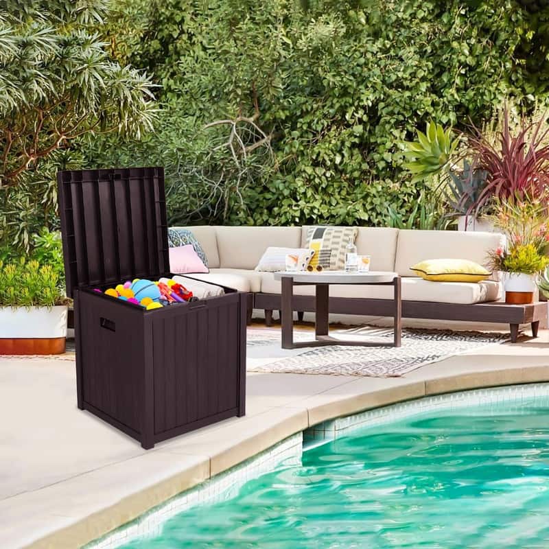 51 Gallons Water Resistant Plastic Deck Box - N/A - Brown