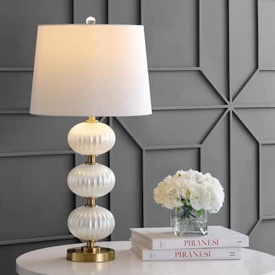 Lucette 29.7" Glass LED Table Lamp, White by JONATHAN Y