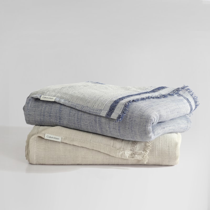 Calvin Klein Fine Weave Solid Throw Blanket