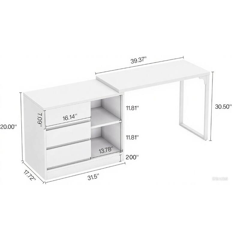 Adjustable L-Shaped Vanity Desk with Storage
