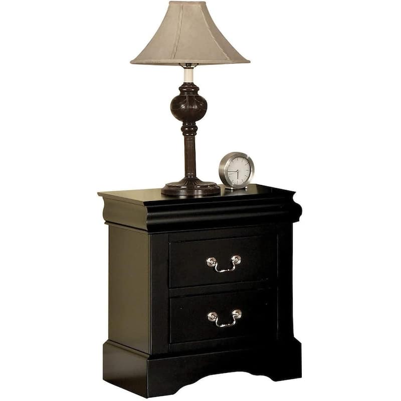 Transitional Style 2-Drawer Nightstand, Metal Handle