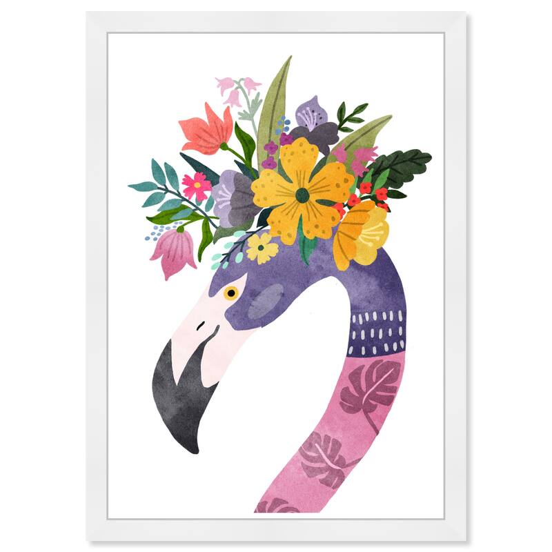 Wynwood Studio Prints Animals Floral Flamingo Purple and Scandinavian Wall Art Canvas Print