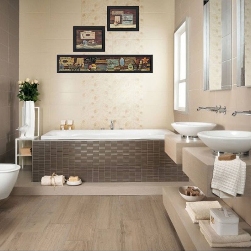 TrendyDecor4U Traditional "Country Bath II" 3-Piece Vignette by Pam Britton