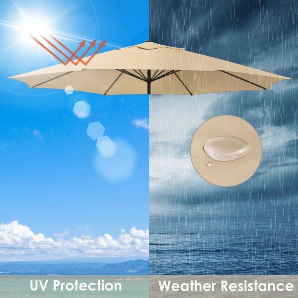 ainfox patio umbrella Ainfox 13ft Large Thatched Tiki Patio Umbrella, Outdoor Heavy-Duty Double-Sided Rectangle Market Umbrella for Garden, Deck, Backyard, Pool, Beach