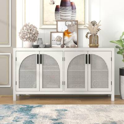 Storage Sideboard with Artificial Rattan Door for Living Room Entryway