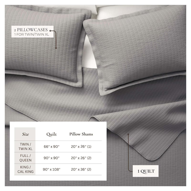 Linery & Co. Detailed Channel Stitch Microfiber Quilt Set With Shams.