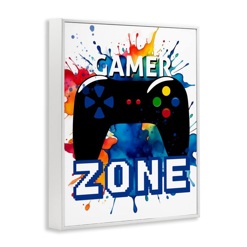Stupell Vivid Modern Gamer Zone Framed Giclee Art Design By Kim Allen
