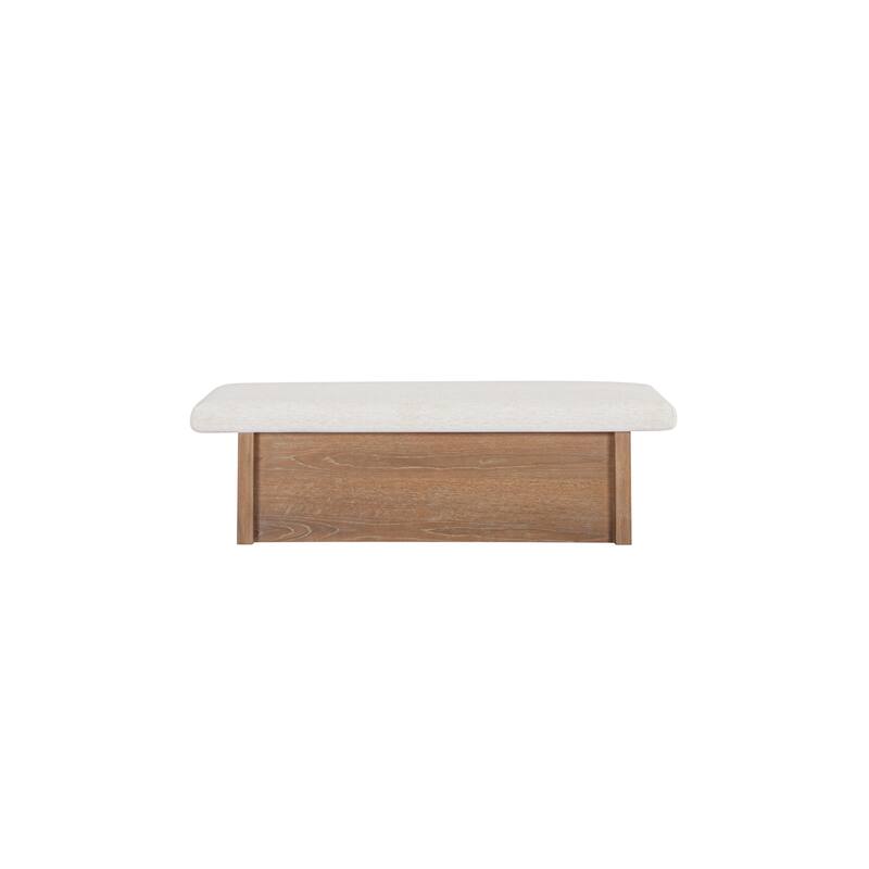 Title: NADAAL STUDIOS Nadaal Orielle Storage Bench, Linen‑Blend Chenille Seat with Oak Veneer Base Oat
