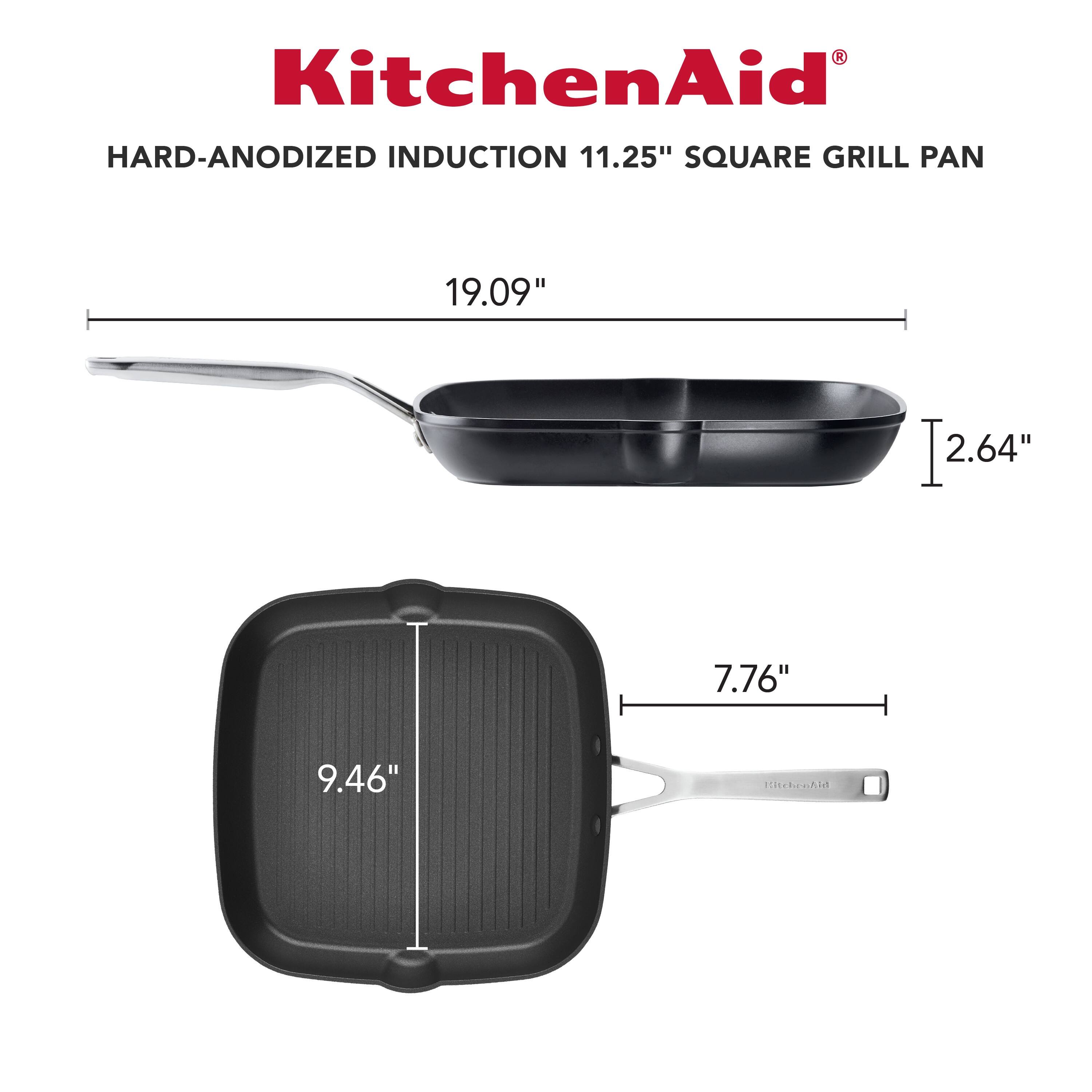 KitchenAid Hard Anodized Induction Nonstick Stovetop Grill Pan, 11.25