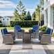 Option Brwon Wicker Blue Cushion
