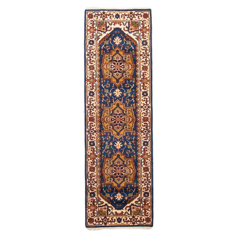 ECARPETGALLERY Hand-knotted Serapi Heritage Blue Wool Rug - 2'8 x 8'0