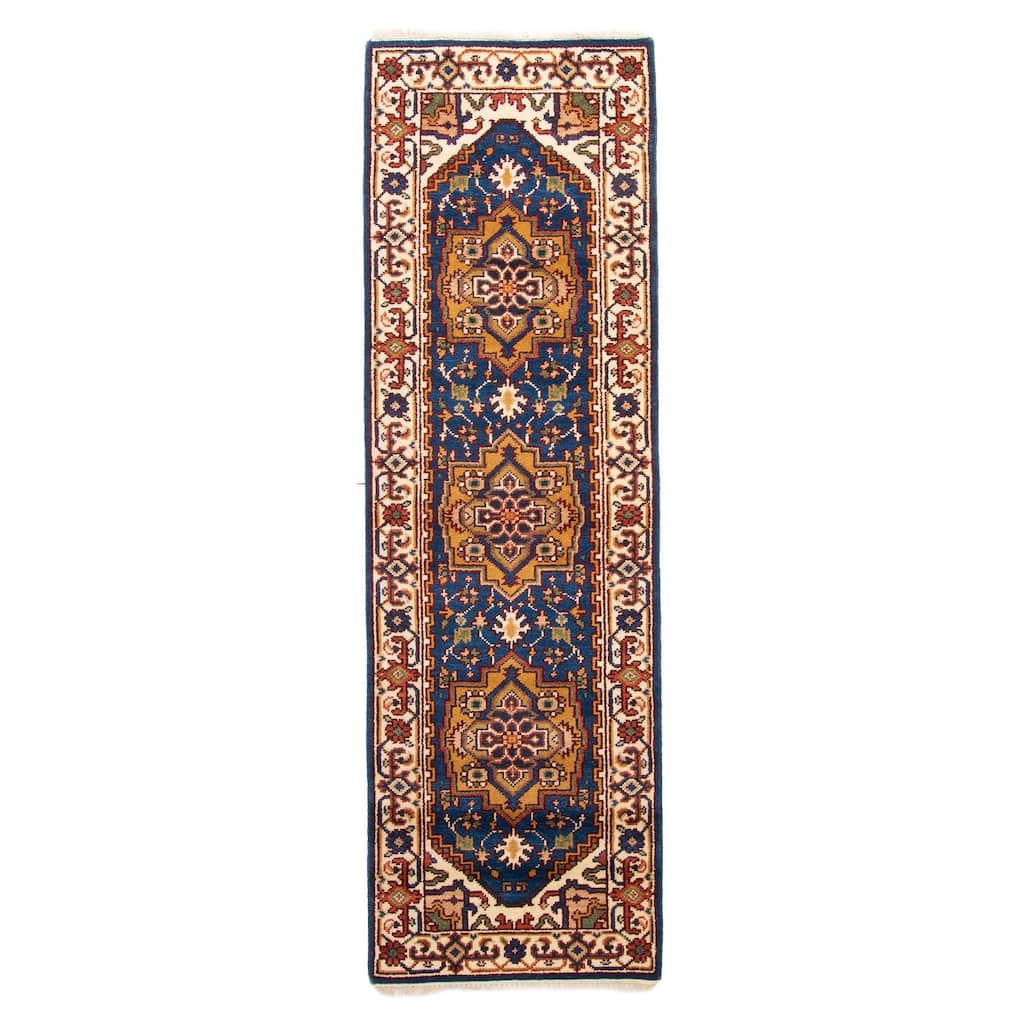 ECARPETGALLERY Hand-knotted Serapi Heritage Blue Wool Rug - 2'8 x 8'0