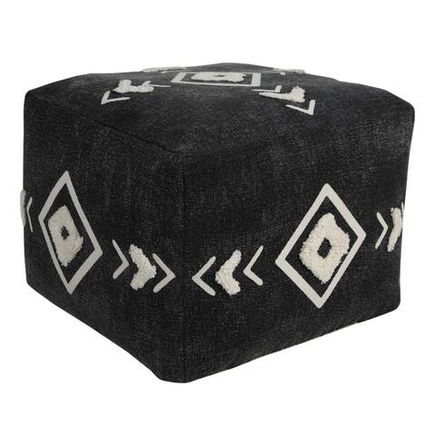 Textured Diamond Medallion Pouf Ottoman