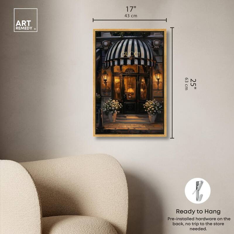 Elegant Night Time Store Visit Canvas by Art Remedy
