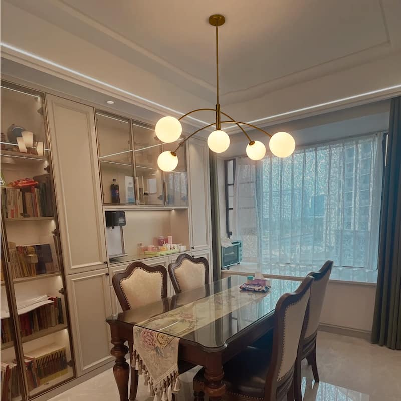 5 - Light Dimmable Modern Linear Globe Chandelier