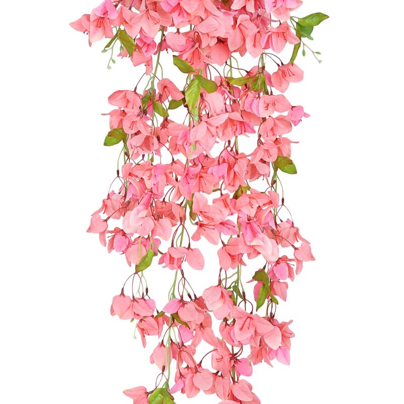 Peach Artificial Bougainvillea Flower Stem Hanging Spray Bush 50in - 50" L x 8" W x 8" DP