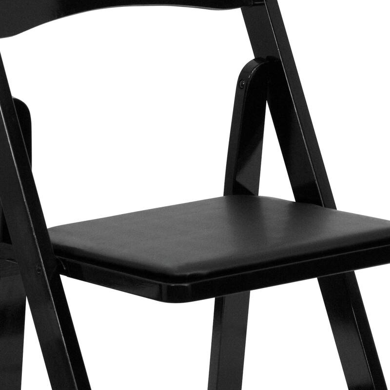Wood Folding Chair with Vinyl Padded Seat (Set of 2)