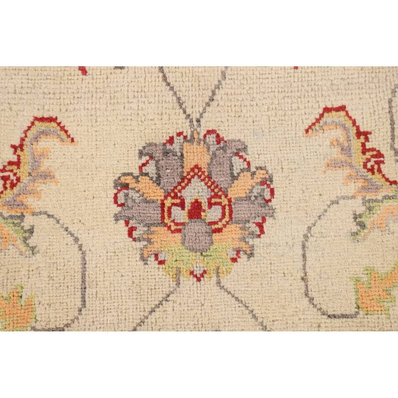 Transitional Floral Oushak Area Rug Hand-Knotted Wool Carpet - 4'11" x 7'8"