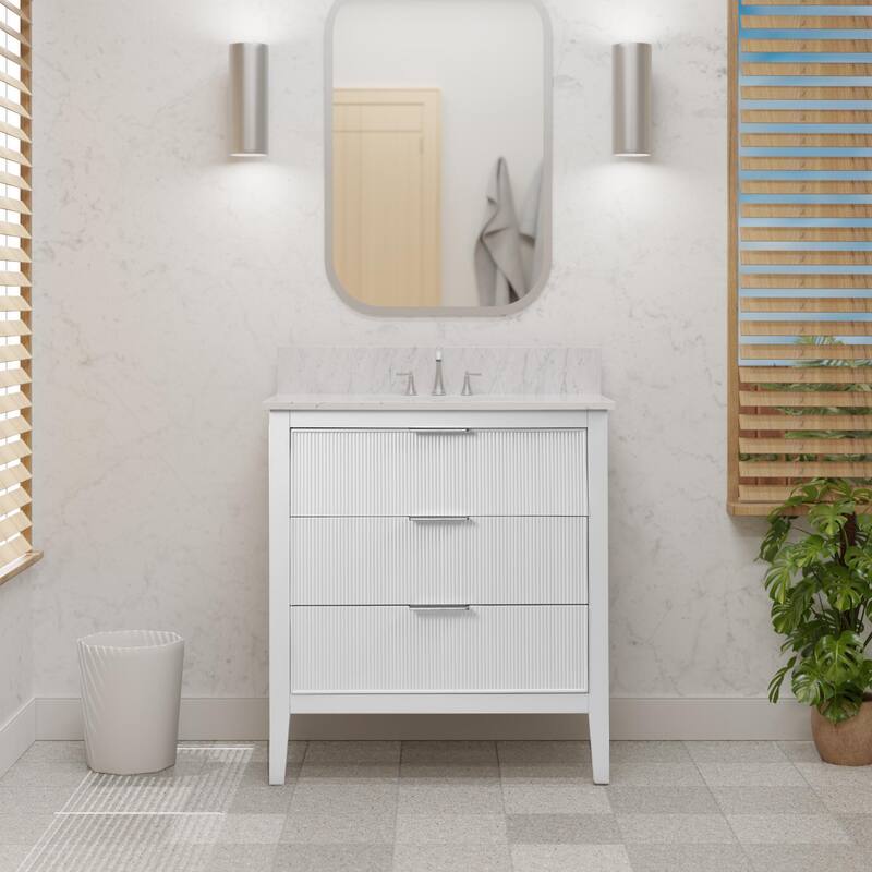 Evelyn 30-inch Vanity with Engineered Marble Top - White