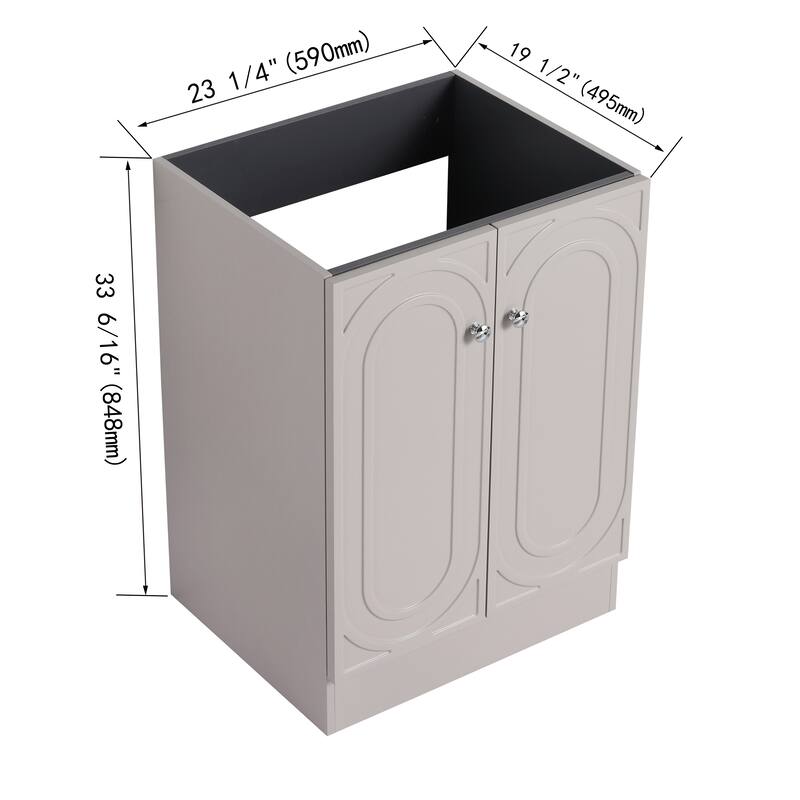 Modern 24 Inch Freestanding Bathroom Vanity Base without Sink, Storage Cabinet with Soft-Close Doors and Adjustable Shelves