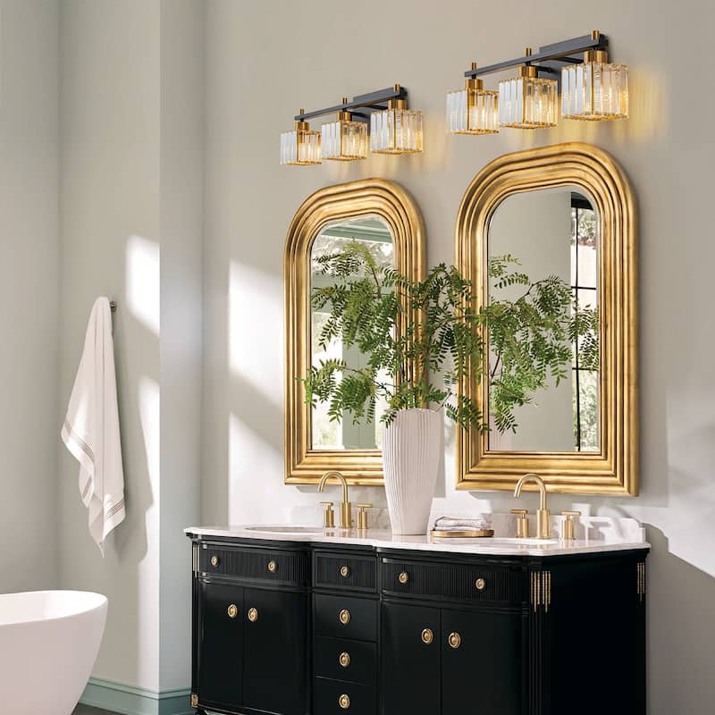 Modern Dimmable Glam Crystal Black Gold Bathroom Vanity Lights