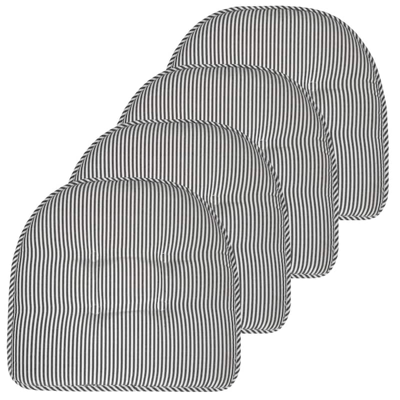 Pinstripe U-shaped Memory Foam Chair Pad - Charcoal - Set of 4